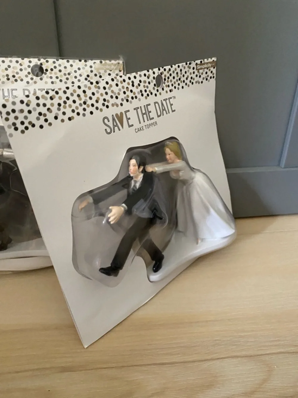 💍  Simplicity Save The Date Cake Topper - Bride Pulling Groom